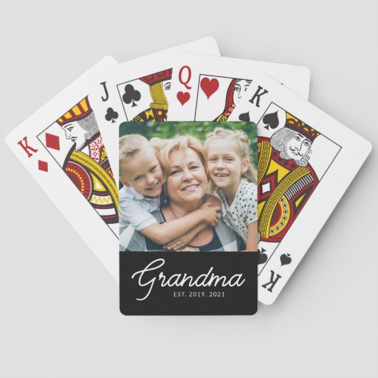 Grandma Established Modern Script Photo トランプ (裏面)