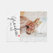 Grandma Established Modern Script Photo フリースブランケット (正面(横))