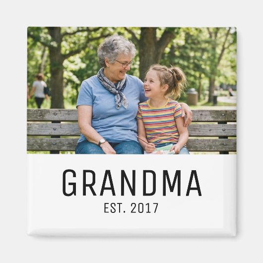 Grandma Established Photo Gift マグネット (正面)