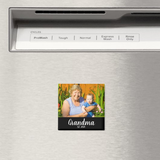 Grandma Established Photo Gift Magnet マグネット (インサイチュ (食洗機))