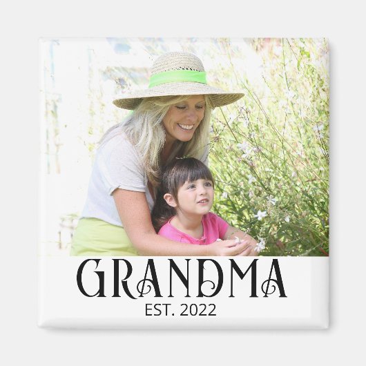 Grandma Established Photo Gift Magnet マグネット (正面)