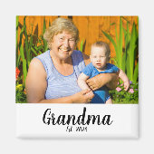 Grandma Established Photo Gift Magnet マグネット (正面)