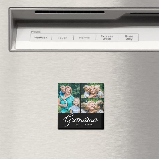 Grandma Established Script 3 Photo マグネット (インサイチュ (食洗機))
