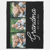 Grandma Established Script Black 3 Photo フリースブランケット (正面)