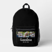 Grandma Established Script Black 3 Photo プリントバックパック (正面)