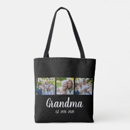 Grandma Established Script Black 3 Photo Tote Bag トートバッグ
