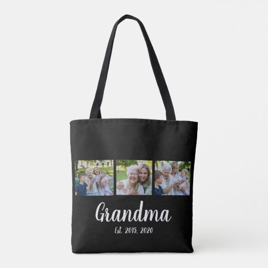 Grandma Established Script Black 3 Photo Tote Bag トートバッグ (裏面)