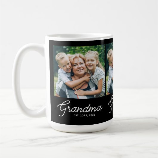 Grandma Established Script Black Photo コーヒーマグカップ (左)