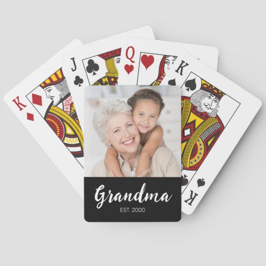 Grandma Established Script Black Photo トランプ (裏面)
