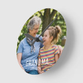 Grandma Established Script Black Photo  ラウンド壁時計 (傾斜)
