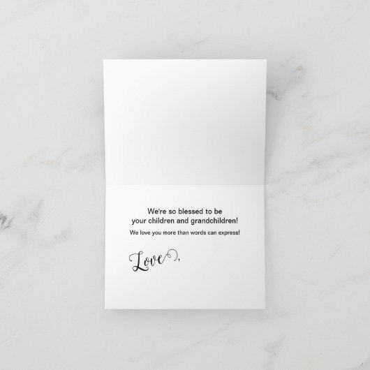 Grandma Established Script Gift 3 Photo サンキューカード (内部)