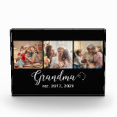Grandma Established Script Gift 3 Photo フォトブロック (正面)