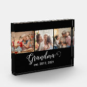 Grandma Established Script Gift 3 Photo フォトブロック (左)