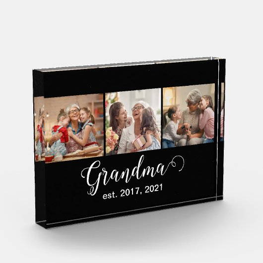 Grandma Established Script Gift 3 Photo フォトブロック (左)