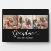 Grandma Established Script Gift 3 Photo フォトプラーク (正面)