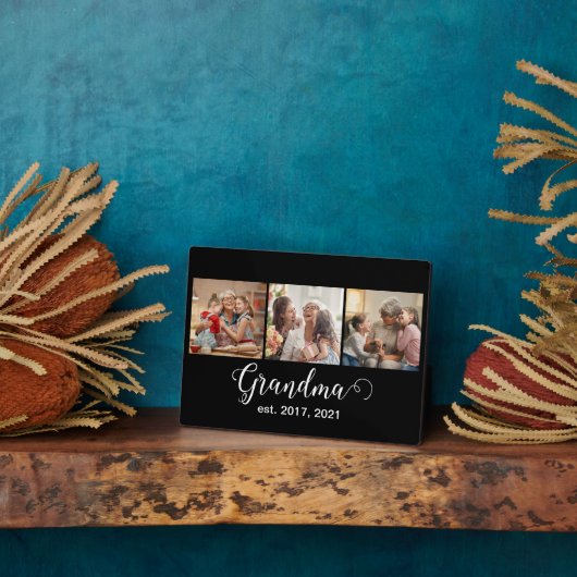 Grandma Established Script Gift 3 Photo フォトプラーク (側面)