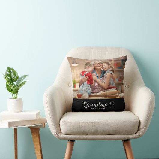 Grandma Established Script Gift Photo クッション (椅子)