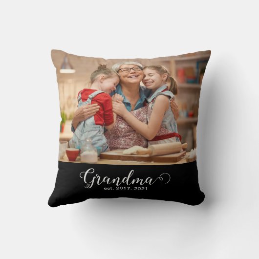 Grandma Established Script Gift Photo クッション (裏面)