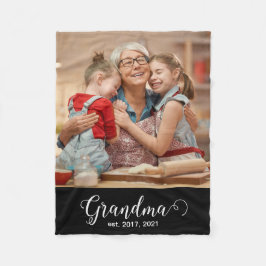 Grandma Established Script Gift Photo フリースブランケット
