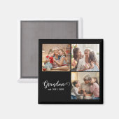 Grandma Established Script Gift Photo マグネット (正面/裏面)