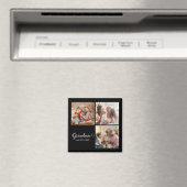 Grandma Established Script Gift Photo マグネット (インサイチュ (食洗機))