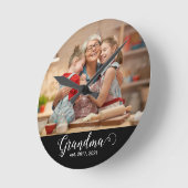 Grandma Established Script Gift Photo ラウンド壁時計 (傾斜)