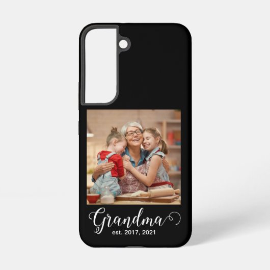 Grandma Established Script Gift Photo Samsung Galaxyケース (裏面)
