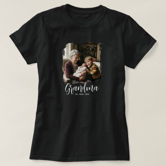 Grandma Established Script Photo T-Shirt Tシャツ (デザイン正面)