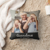 Grandma Established White Script Photo クッション (ブランケット)