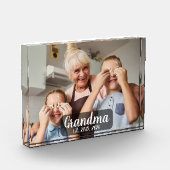 Grandma Established White Script Photo フォトブロック (左)