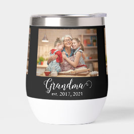 Grandma Established Year Modern White Script Photo