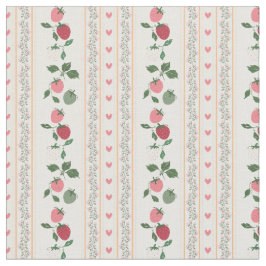Grandma fashion sweet botanical pattern Strewberry ファブリック