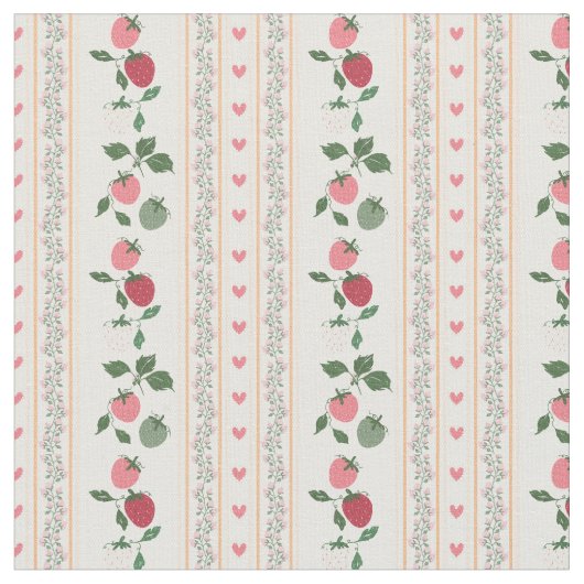 Grandma fashion sweet botanical pattern Strewberry ファブリック (クローズアップ)