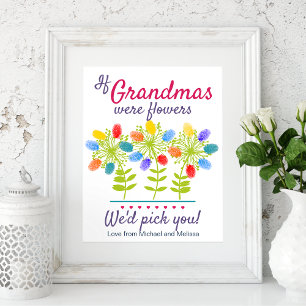Grandma Fingerprint DIY Activity Template ポスター