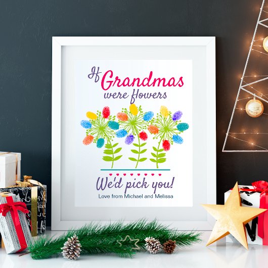 Grandma Fingerprint DIY Activity Template ポスター