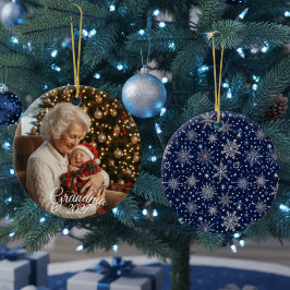 Grandma First Christmas Photo Snowflake Keepsake セラミックオーナメント
