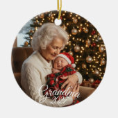 Grandma First Christmas Photo Snowflake Keepsake セラミックオーナメント (正面)