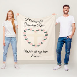 Grandma Floral Heart Comfort フリースブランケット