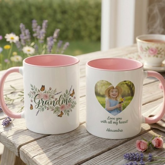 Grandma Floral Mug - Watercolor Botanical Gift マグカップ