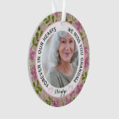 Grandma Forever in Our Hearts Floral Christmas オーナメント (正面)