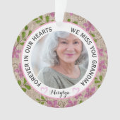 Grandma Forever in Our Hearts Floral Christmas オーナメント (正面)