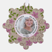 Grandma Forever in Our Hearts Pink Floral オーナメントカード (正面)