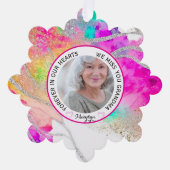 Grandma Forever in Our Hearts Rainbow Glitter  オーナメントカード (正面)