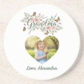Grandma Gift Coaster - Floral Photo コースター (正面)