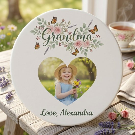 Grandma Gift Coaster - Floral Photo コースター