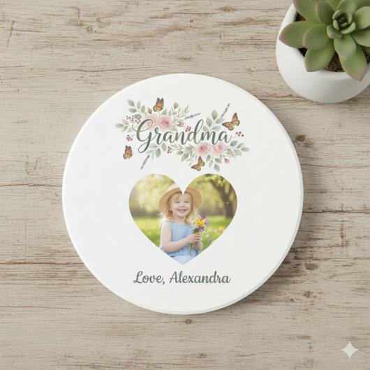 Grandma Gift Coaster - Floral Photo コースター