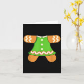 Grandma Gingerbread Man Costume Matching Christmas カード (黄色い花)