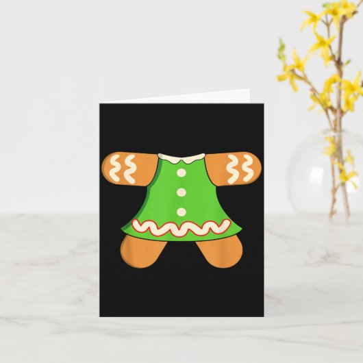 Grandma Gingerbread Man Costume Matching Christmas カード (黄色い花)