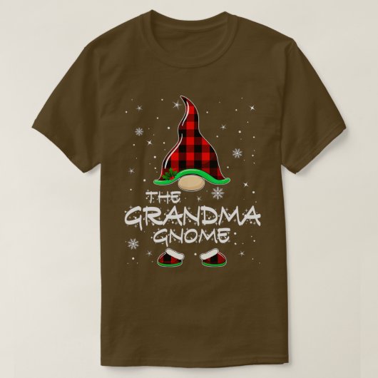 Grandma Gnome Buffalo Plaid Matching Family Christ Tシャツ (デザイン正面)