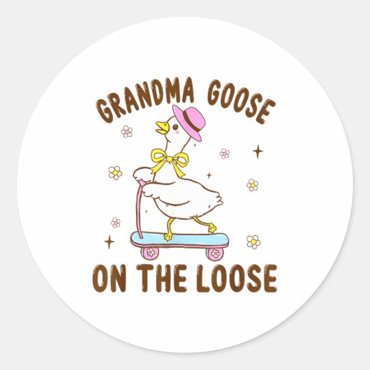 Grandma Goose On The Loose Funny Birthday Matching ラウンドシール (正面)